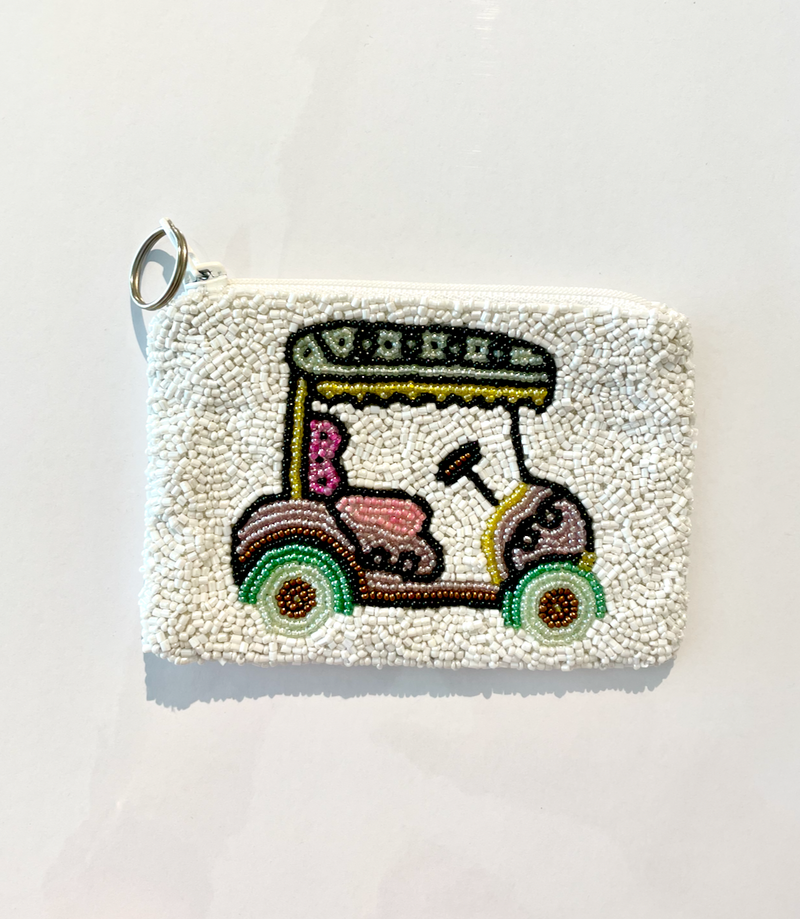 Golf Cart Beaded Coin Purse