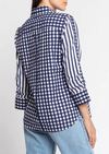 Zoey 3/4 Sleeve Gingham/Stripe Combo Shirt