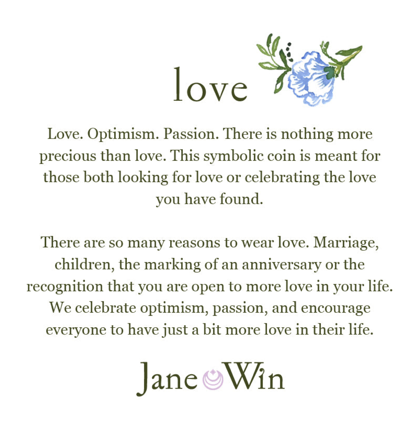 Jane Win Love Small Pendant Coin