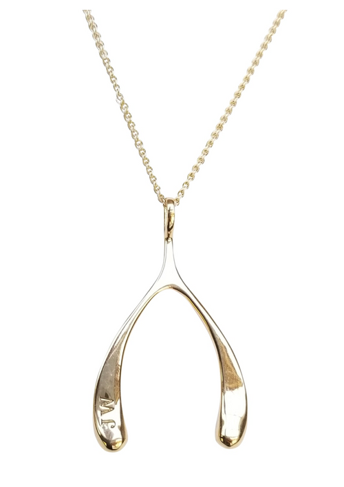 Jane Win Lucky Gold Wishbone Pendant