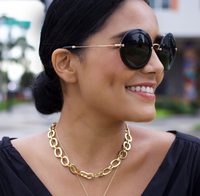 Jane Win Chunky Link Chain with Lapis Bead