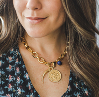 Jane Win Chunky Link Chain with Lapis Bead