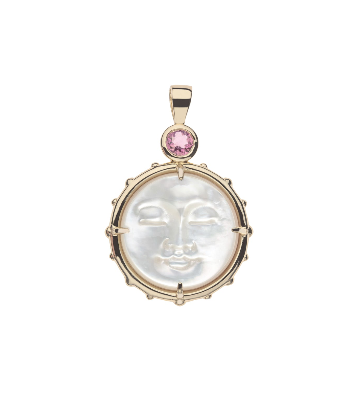 Jane Win FOREVER Moon and Back Face Pendant in White MOP
