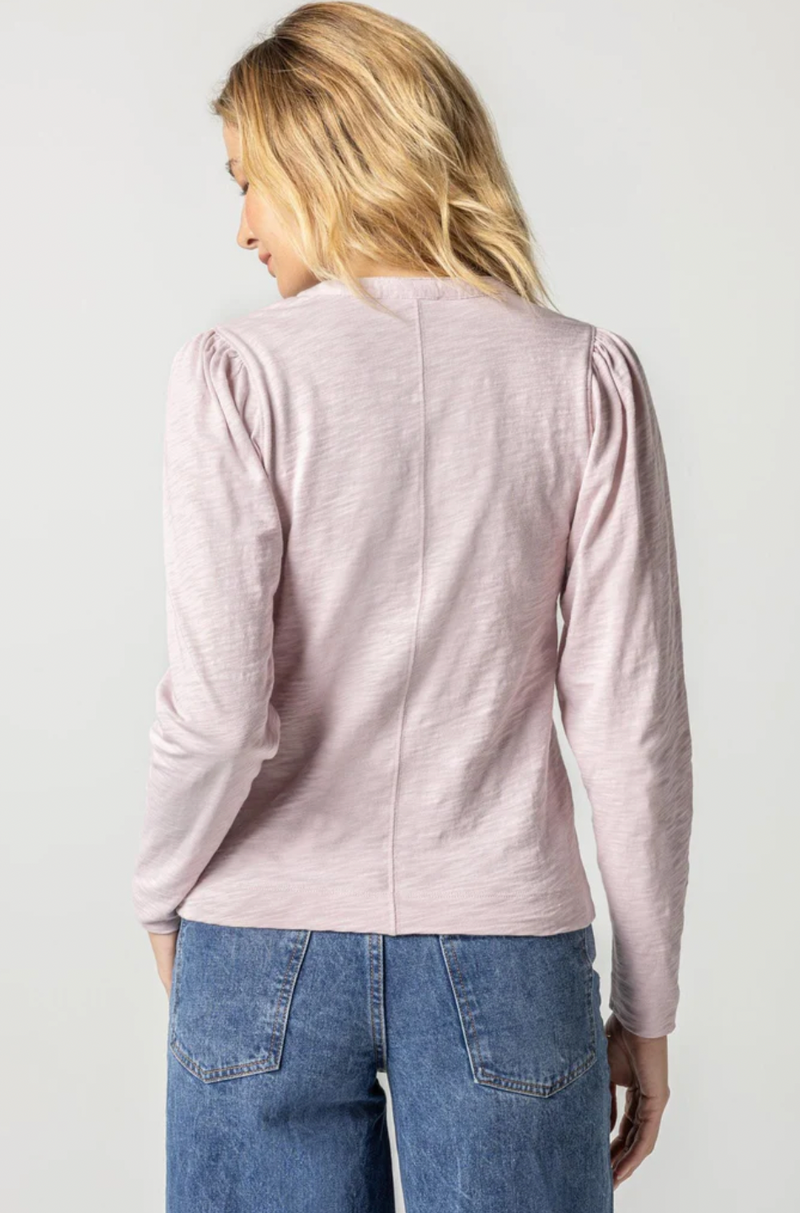 Shirred Long Sleeve Split Neck Iced Lilac – OMO Jewels & Gifts