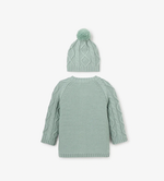 Sage Diamond Cable Cardigan & Hat