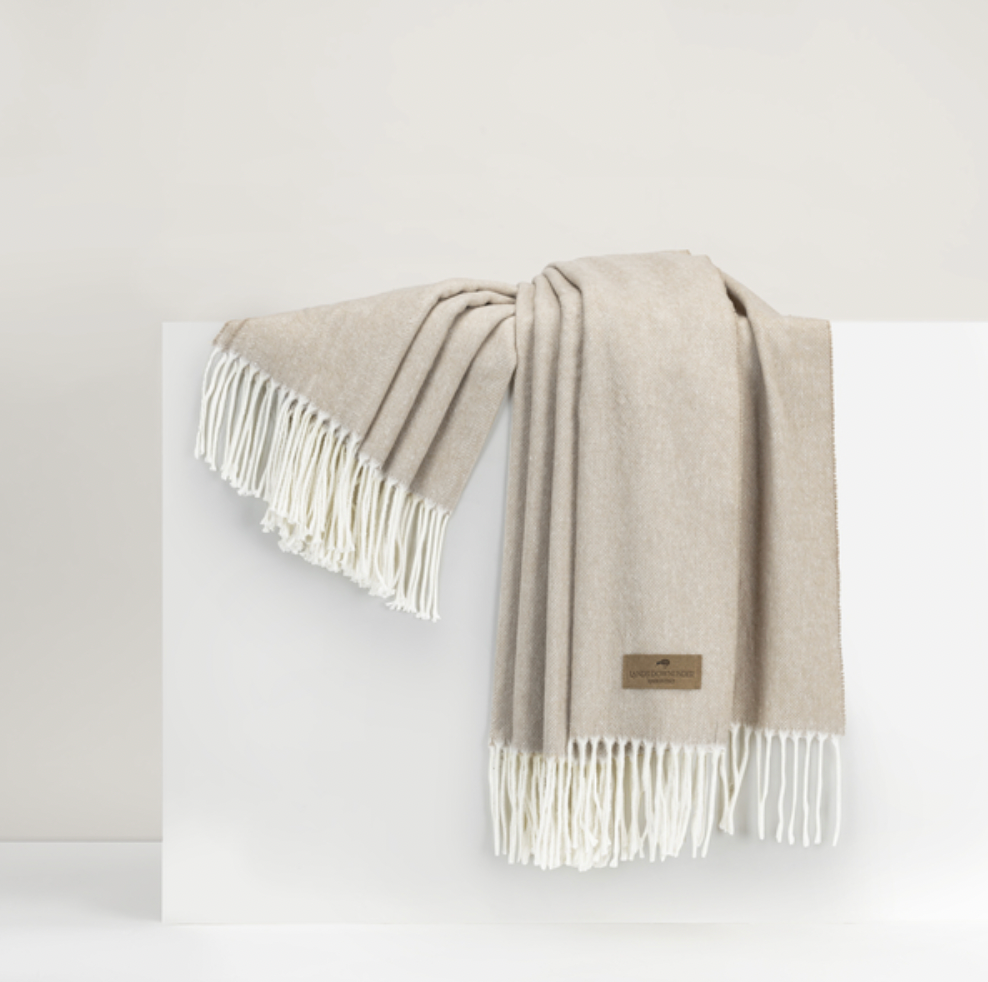 Italian Herringbone Throw in Dune