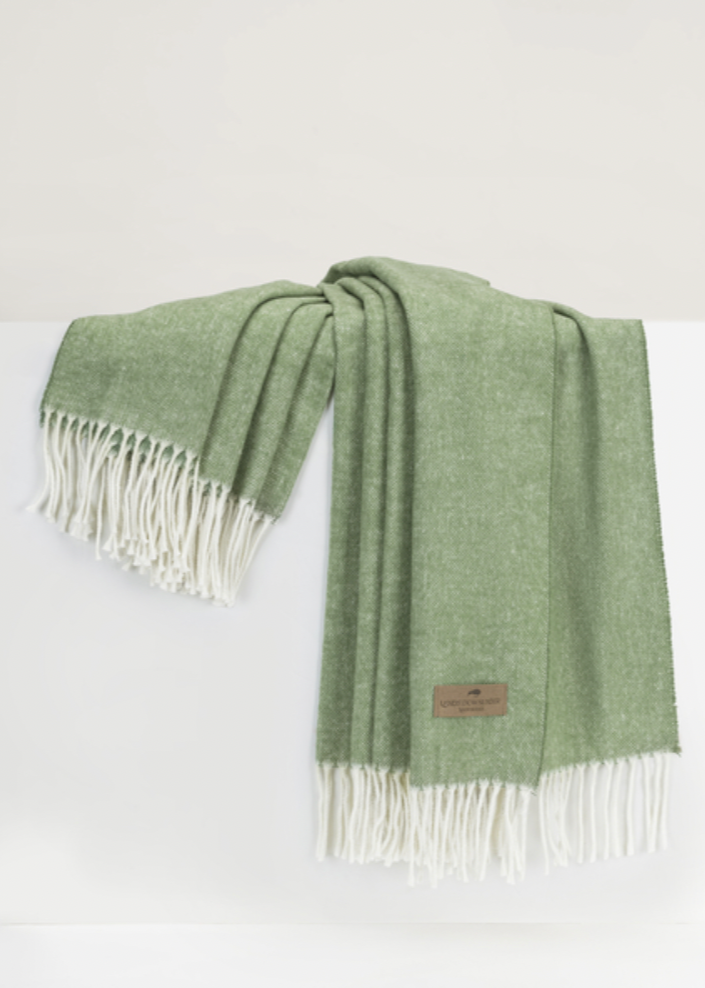 Olive Italian Herringbone Throw