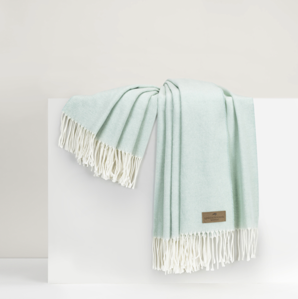 Italian Herringbone Throw in Lagoon