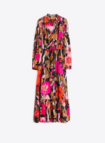Theresa Coral & Camel Floral Dress