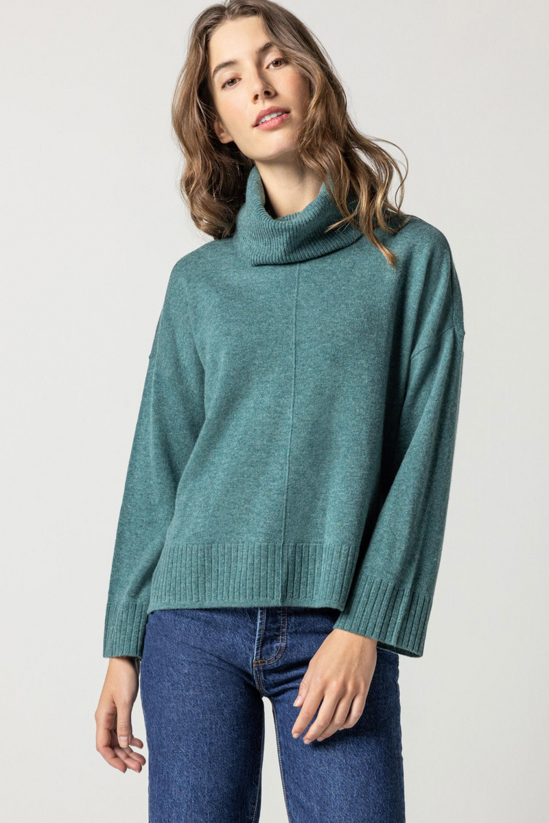 Side Slit Turtleneck Sweater