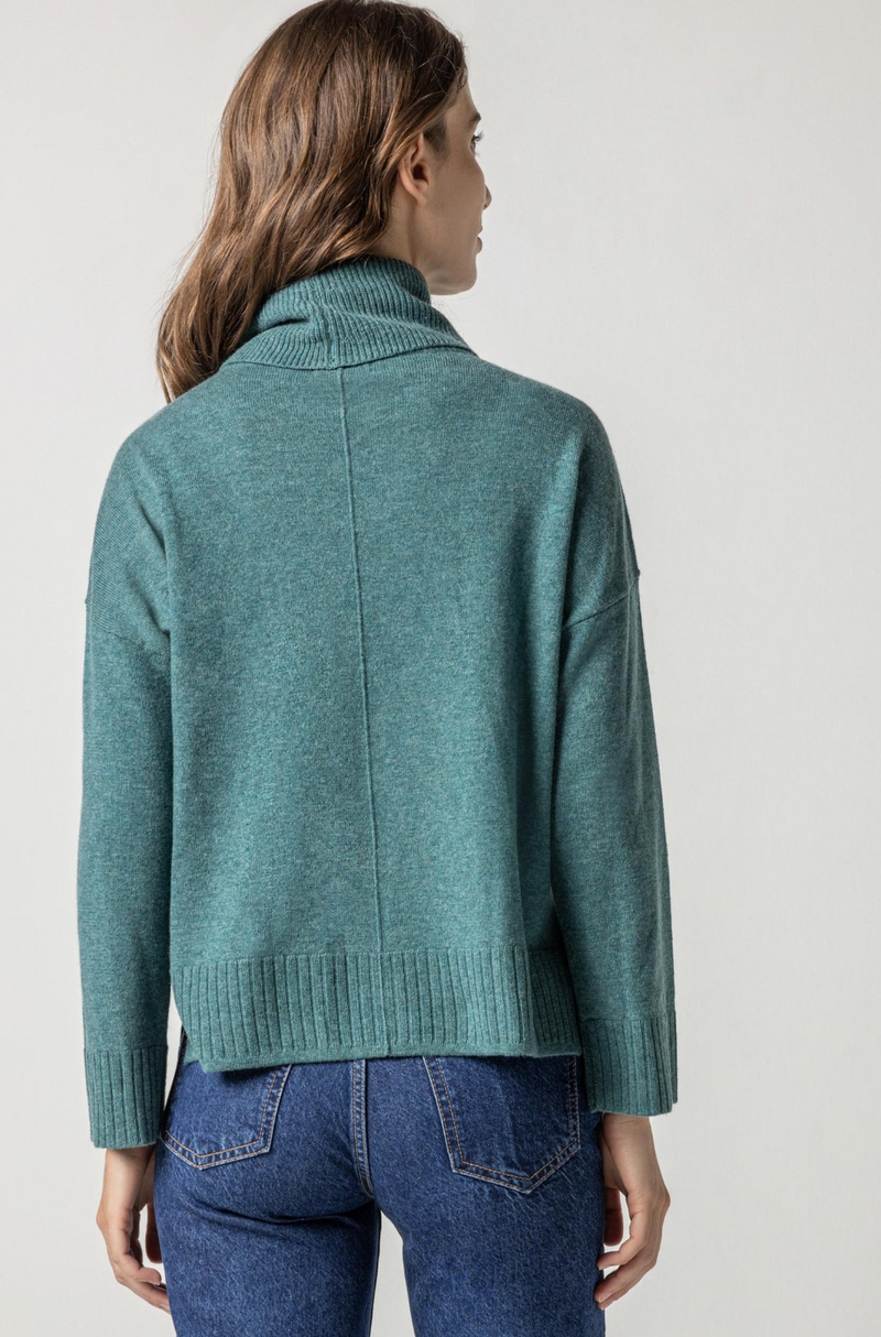 Side Slit Turtleneck Sweater