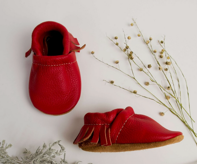 Cherry Red Moccasins Baby Shoes