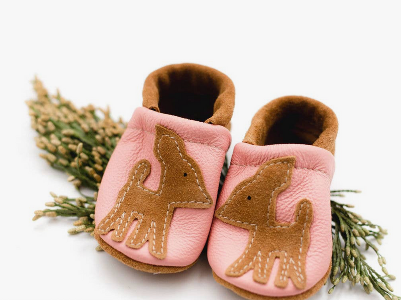 Pink Deer Leather Baby Shoes