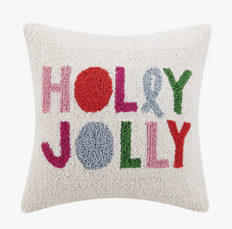 Holly Jolly Hooked Pillow
