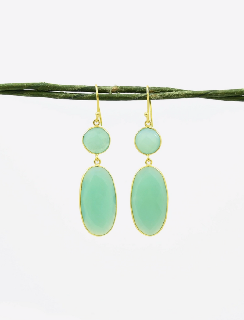 Chalcedony Round & Oval Earring