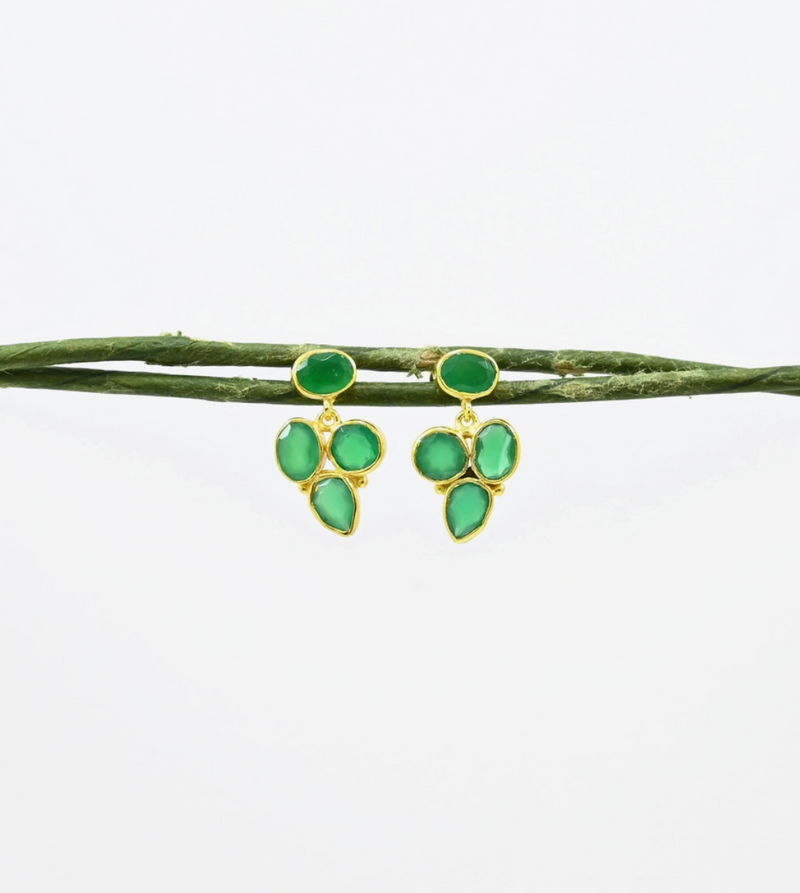 Green Onyx Cluster Earrings