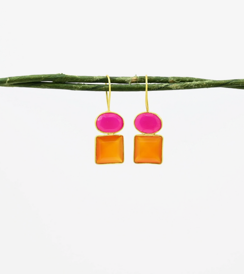 Pink & Orange Drop Earrings