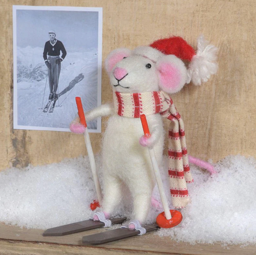 Felted Skier Mouse