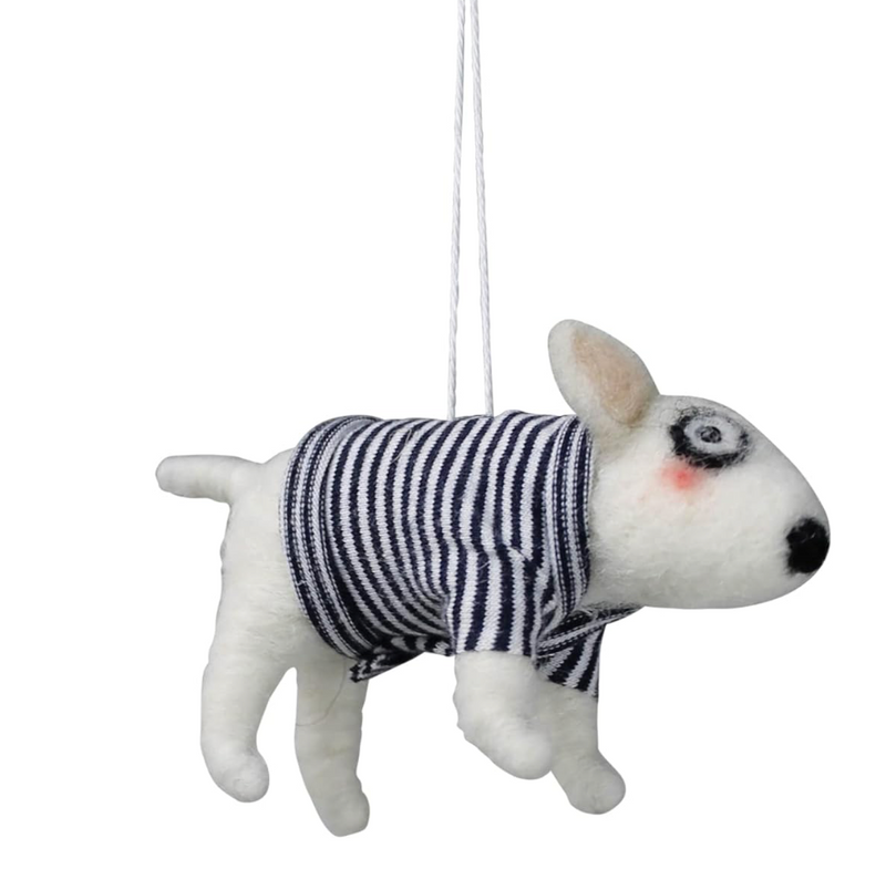 White Dog With Sweater Ornament
