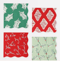 Block Print Holiday Cocktail Napkins