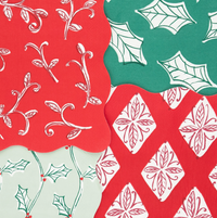 Block Print Holiday Cocktail Napkins