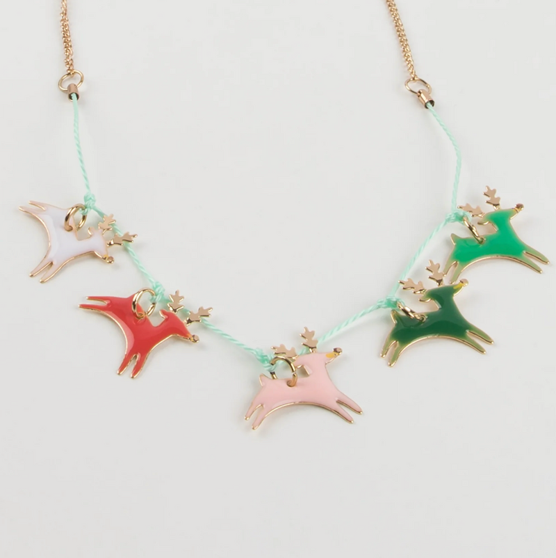 Reindeer Enamel Necklace