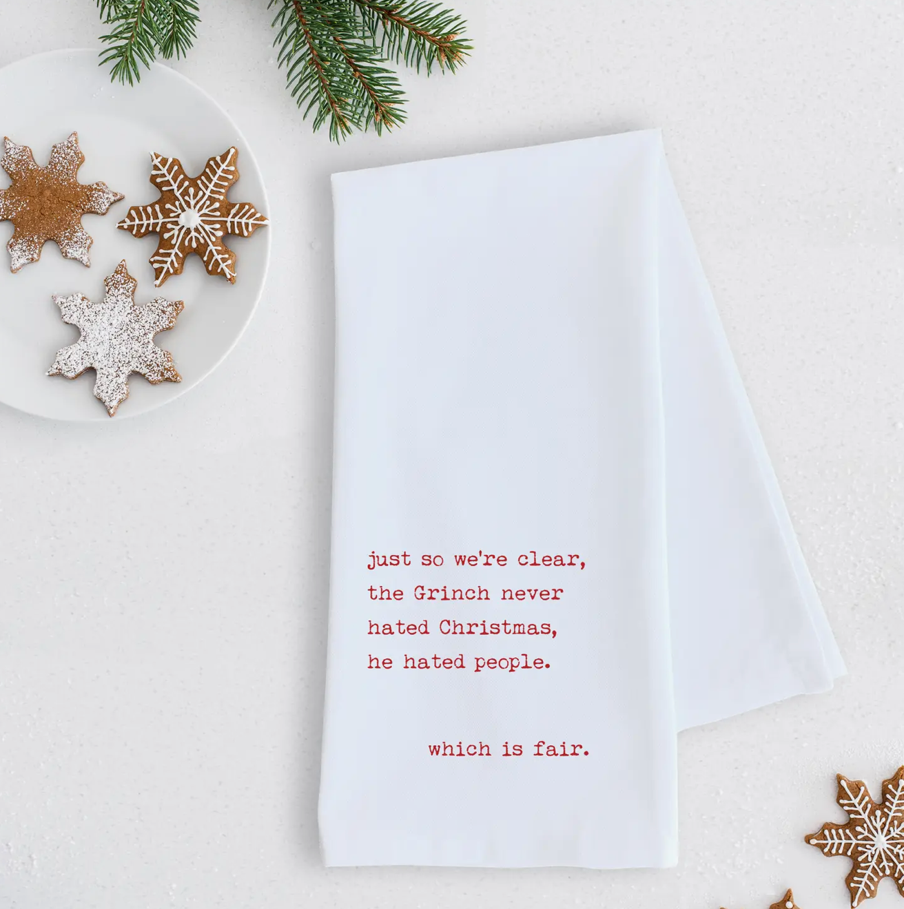 The Grinch Never Hated Christmas Tea Towel