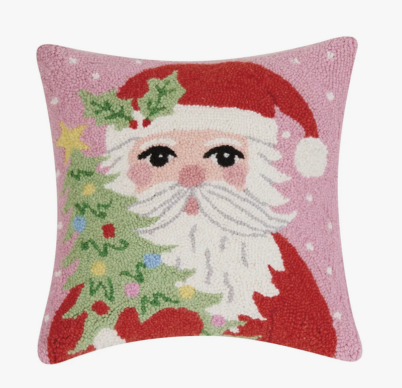 Santa & Tree Needlepoint Pillow