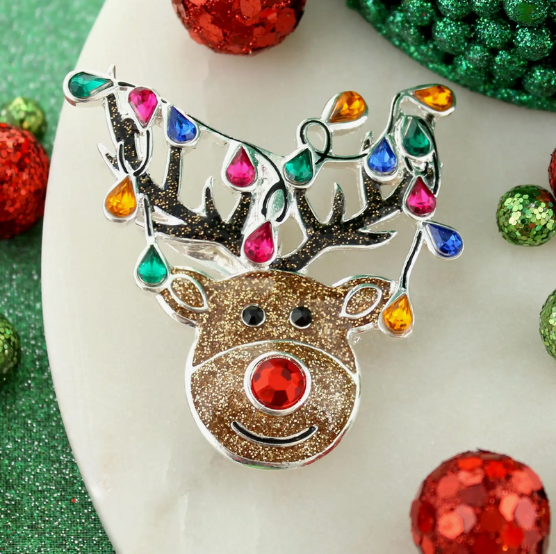 Whimsical Reindeer Christmas Pin