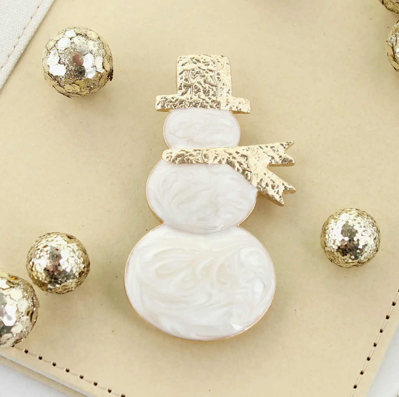 Enamel and Gold Snowman Pin