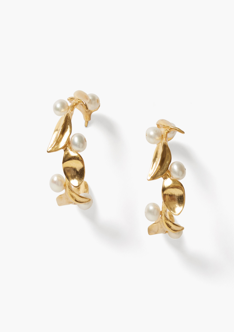 Chan Luu Large White Pearl Hoops