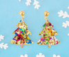 Small Glitter Christmas Tree Earrings - Gold
