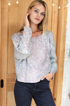 Keyhole Silver Sequin Top