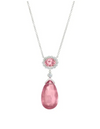 Suzy Landa Pink Tourmaline & Diamond Drop Necklace
