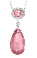 Suzy Landa Pink Tourmaline & Diamond Drop Necklace