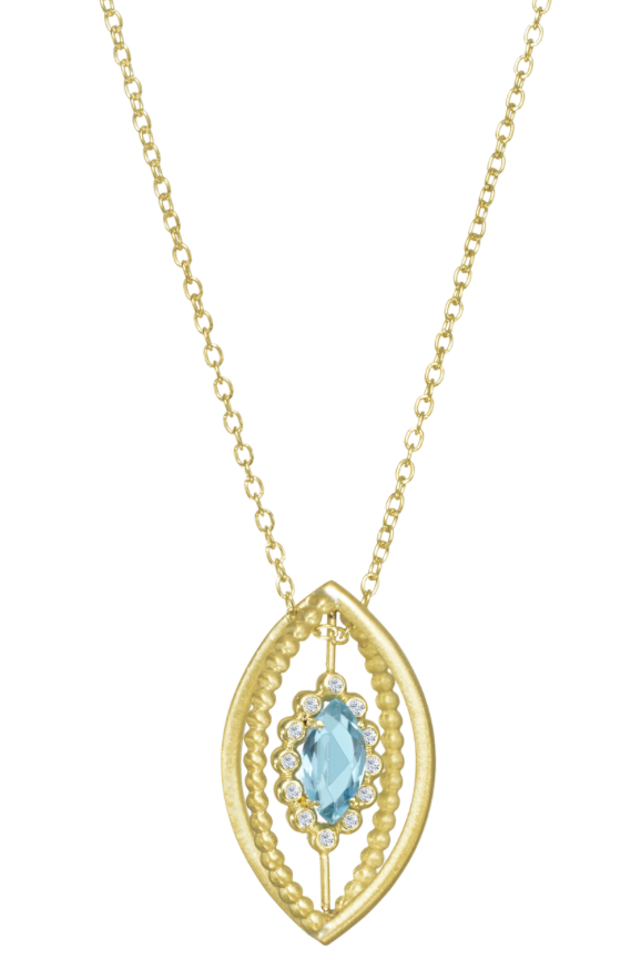 Suzy Landa 3-D Aquamarine & Diamond Necklace