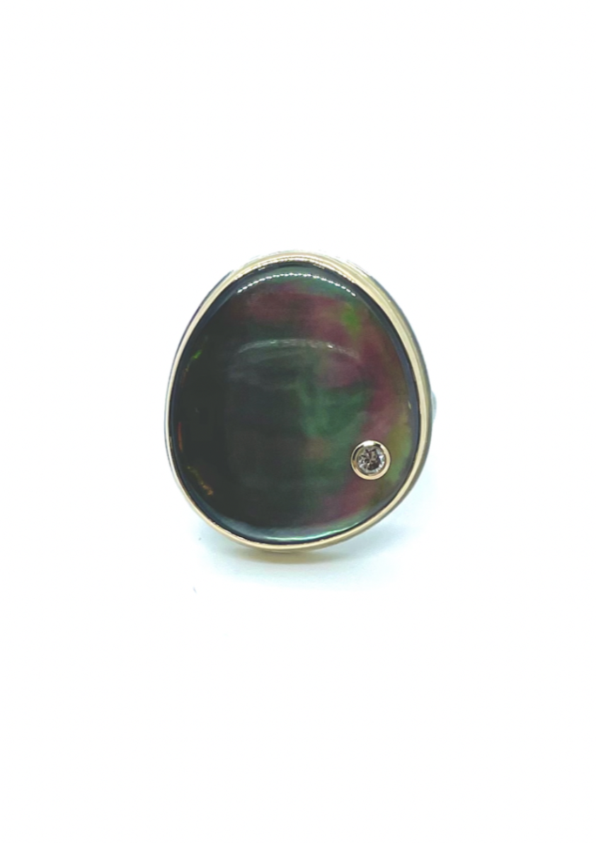 指輪・リング JOHO engraved ring black mother-of-pearl Jamie Joseph Black Mother of Pearl & Diamond Ring – OMO
