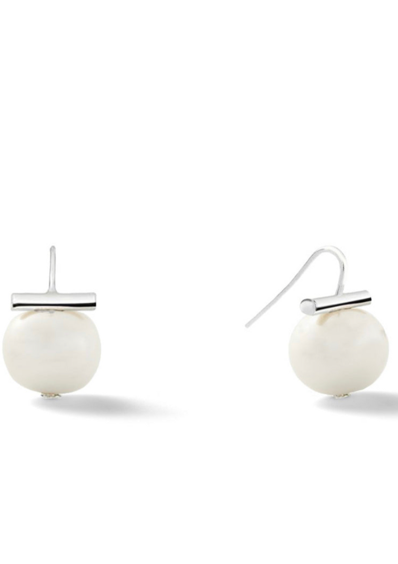 Sterling Medium Pebble Pearl Earrings
