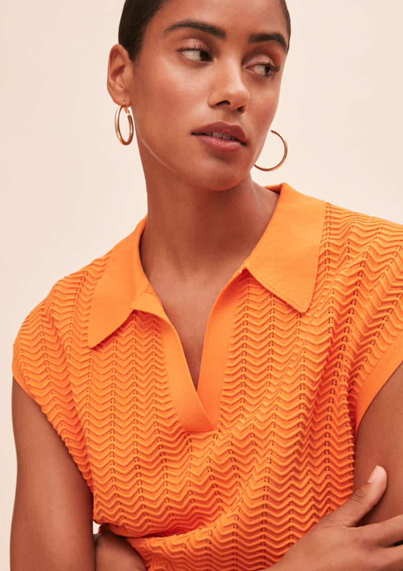 Perikel Orange Knit Top