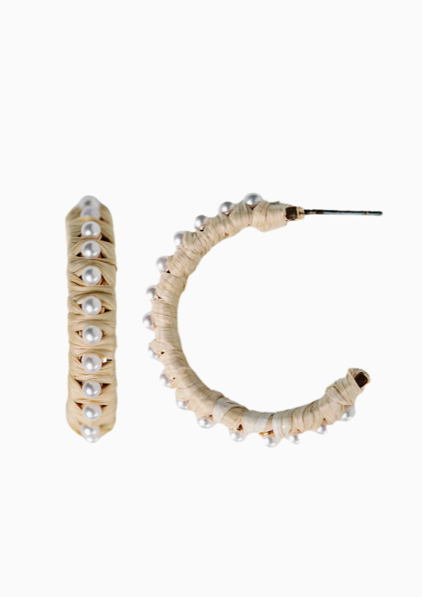 Natural Studded Pearl Hoops
