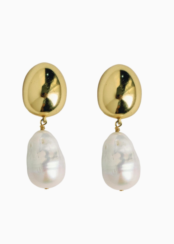 Chunky Gold & Pearl Drop Earrings