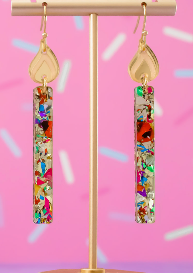 Birthday Candle Glitter Earrings