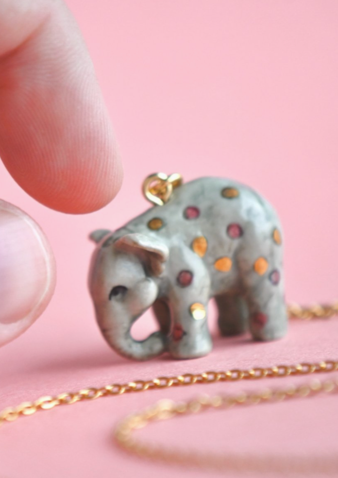 Polka Dot Elephant Necklace