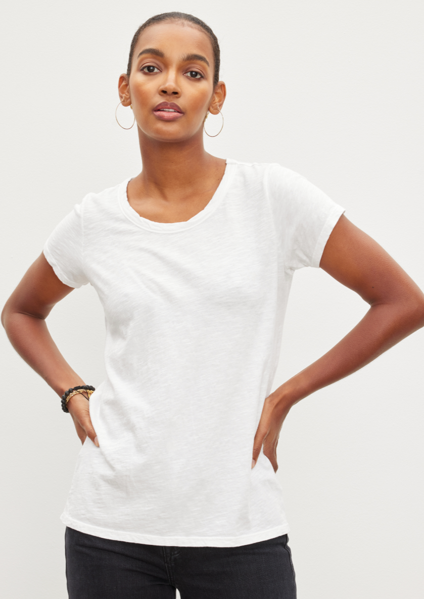 Velvet Tilly Slub Crew Neck Tee White