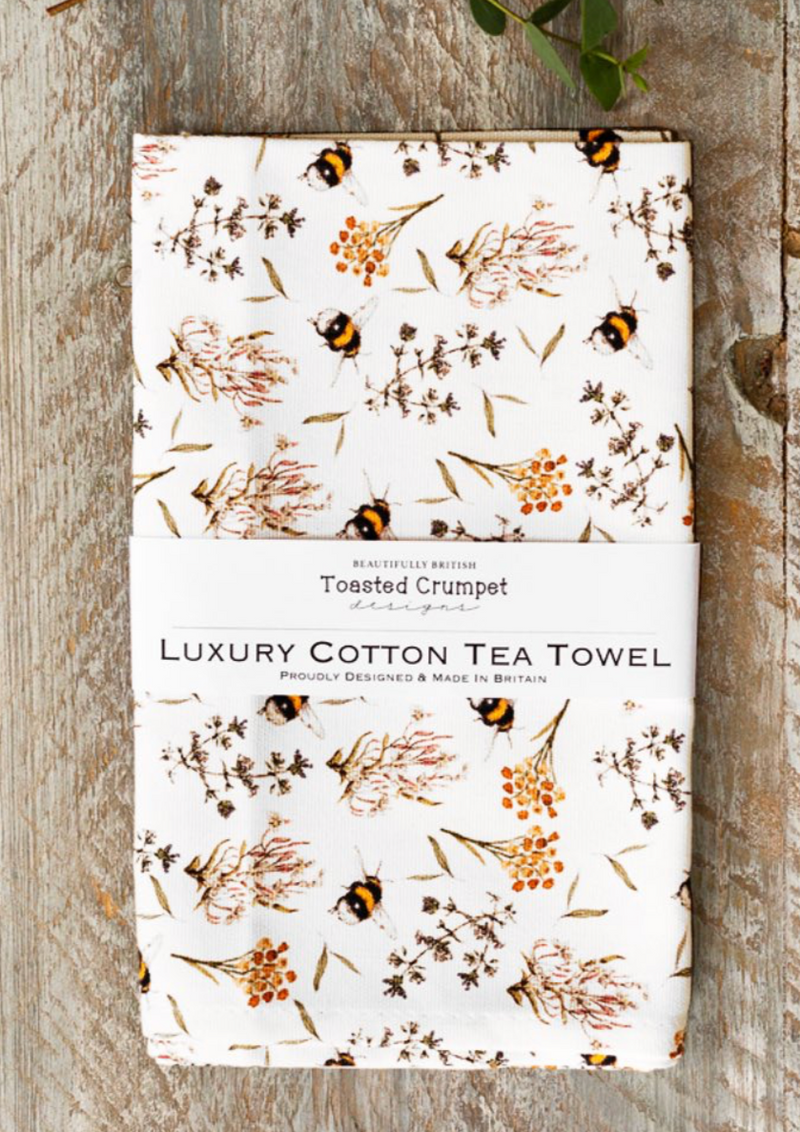 Bees & Honeysuckle Tea Towel