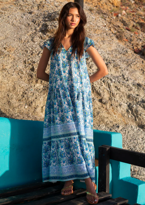 Anabella Dress in Blue Garden