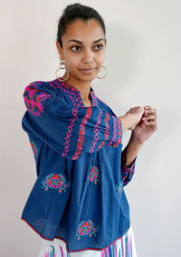 Magnolia Navy Crab Blouse
