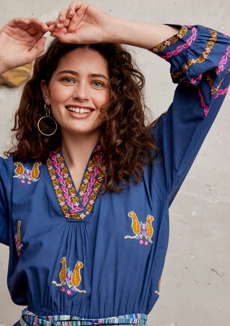 Magnolia Navy Leo Blouse