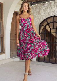 Donna Raspberry Floral Dress