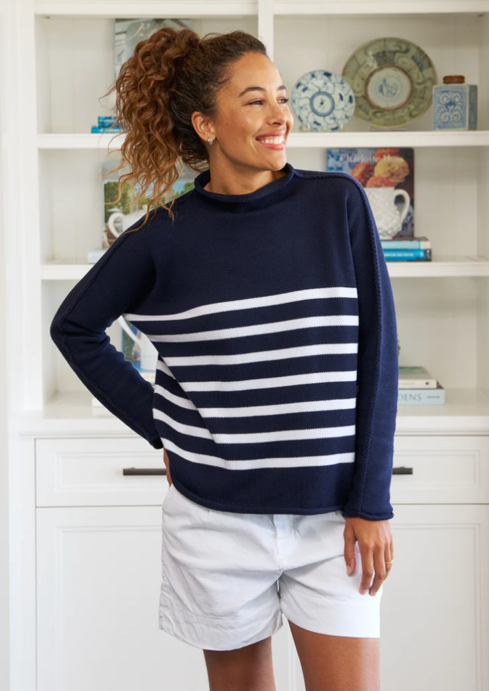 F&E Monterey Navy & White Stripe Sweater